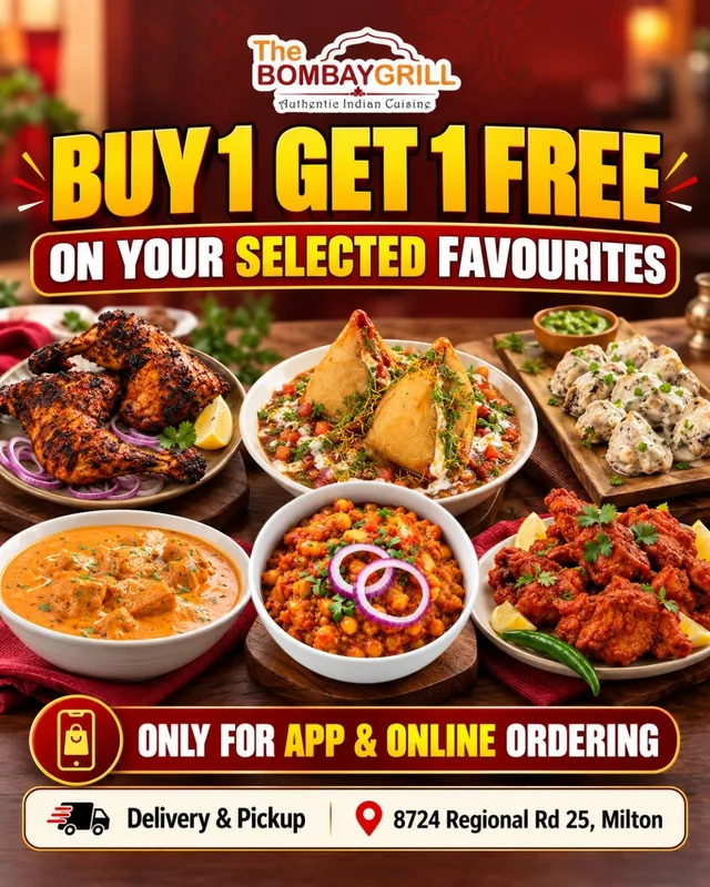 The Bombay Grill: Buy 1 Get 1 Free on your selected favourites, only for app and online ordering