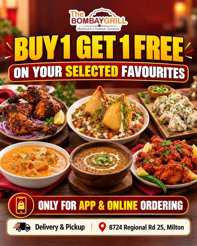 The Bombay Grill: Buy 1 Get 1 Free on your selected favourites, only for app and online ordering